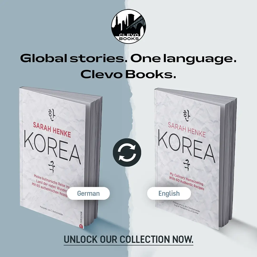 Bilingual book cover showcasing Sarah Henke's "Korea" in German and English. Promote your books and comic books with our digital marketing expertise.